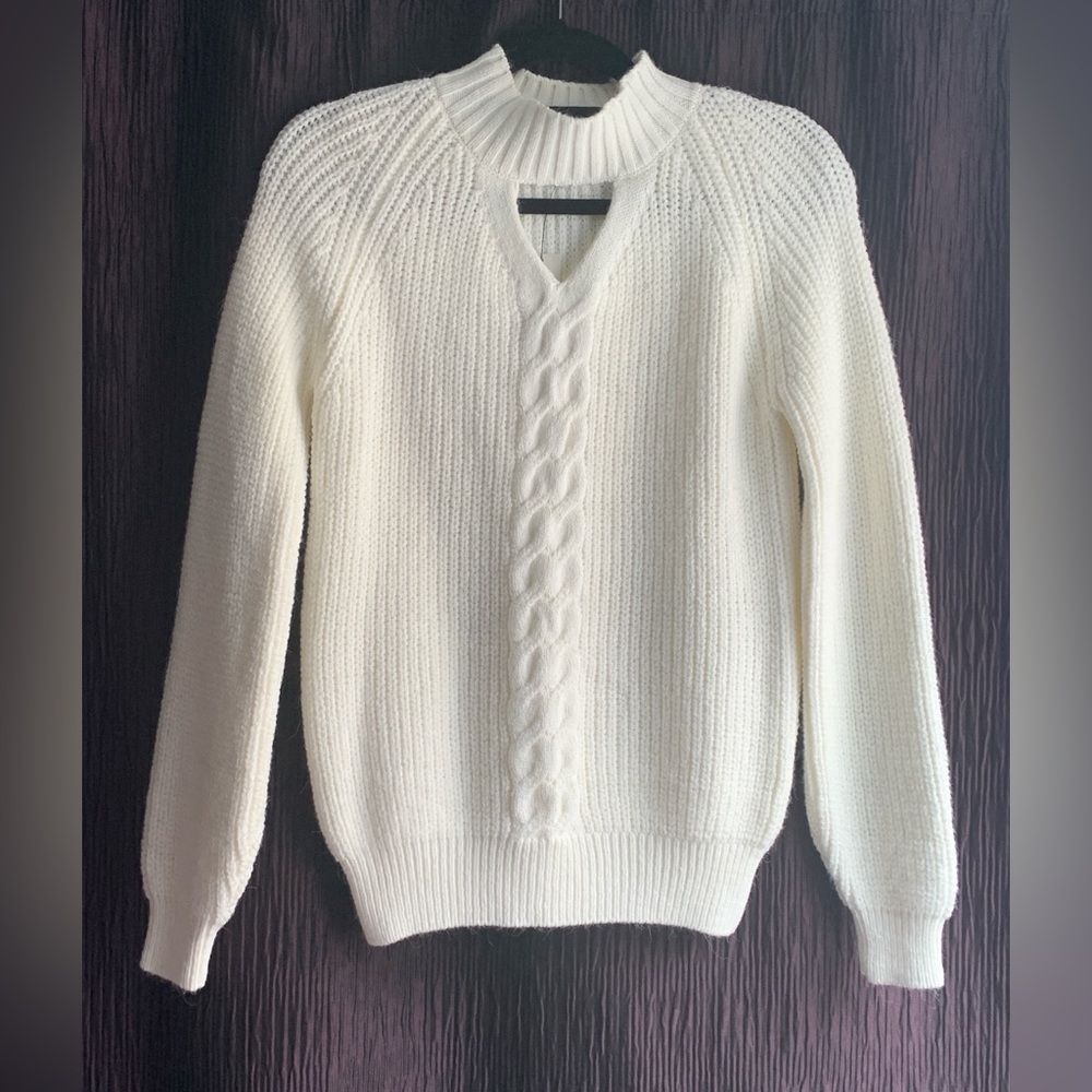 NWT__White Keyhole Neck Sweater__NWT